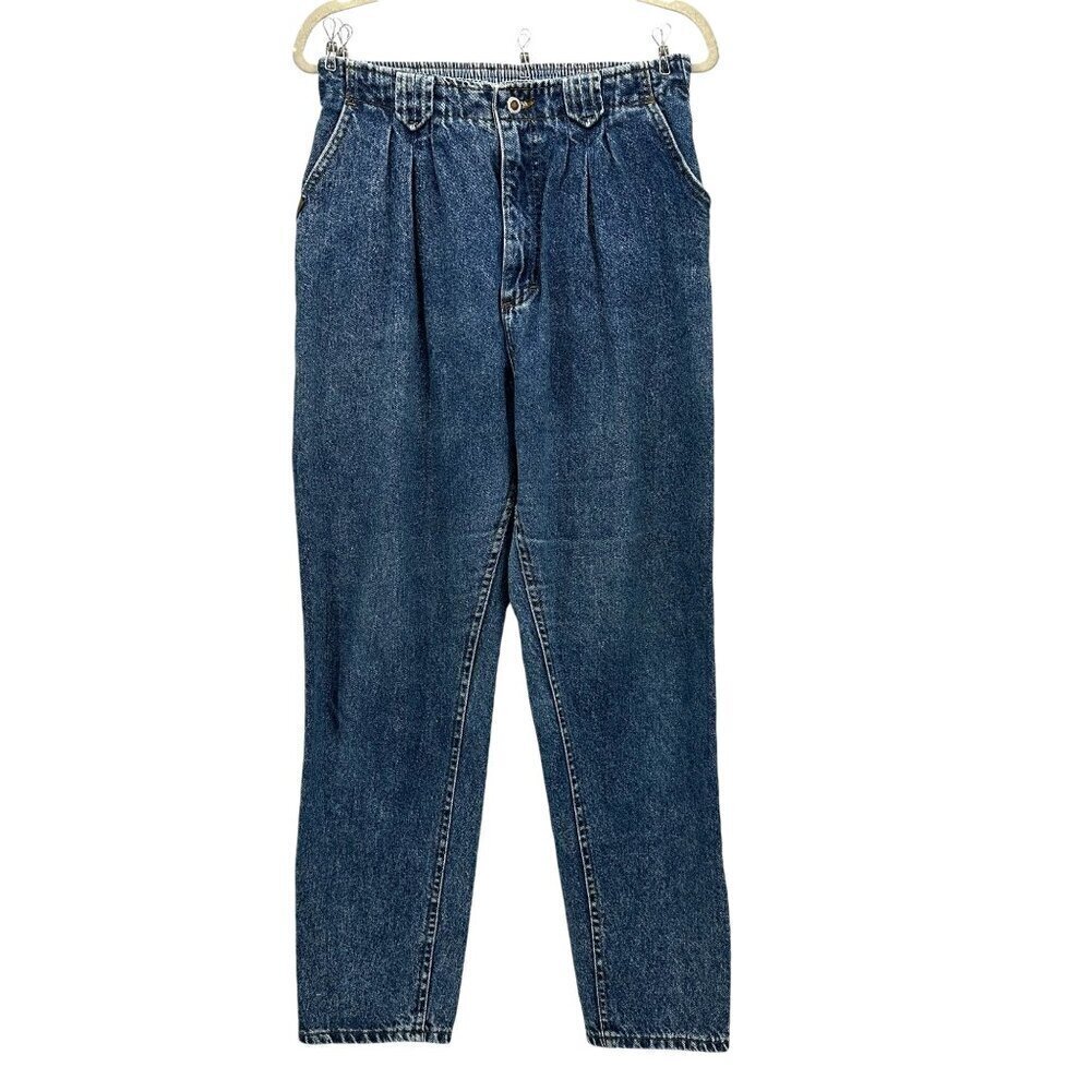 Vintage Lee Stone Wash Pleated Tapered High Waisted Mom Jeans Womens 14